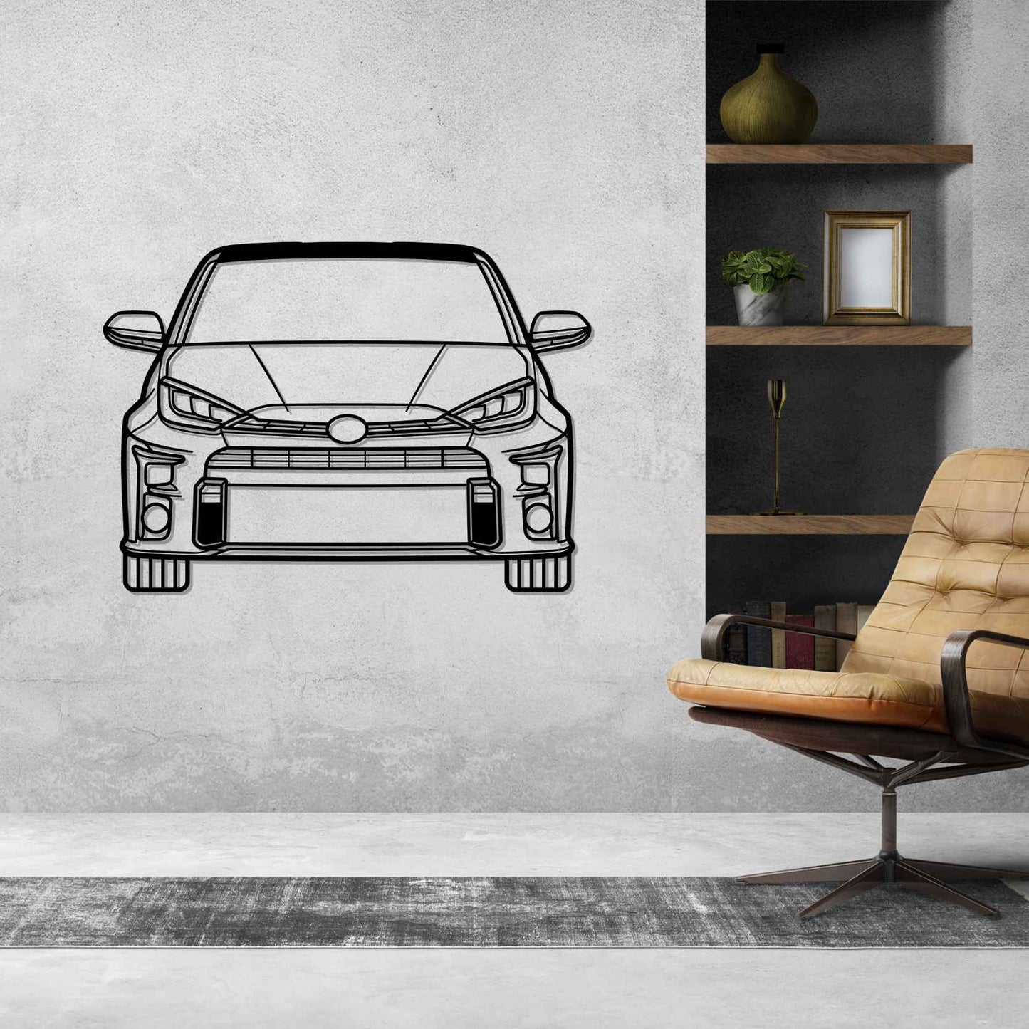 Yaris GR Front 2021 Silhouette Metal Wall Art