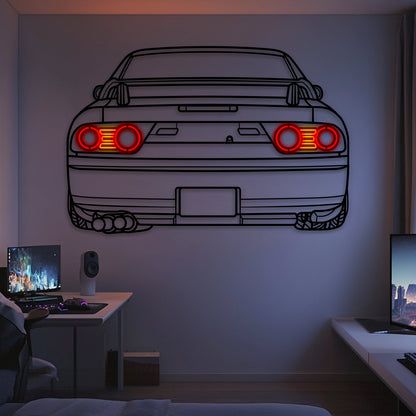 1997 Nissan 180SX Back View Metal Neon Car Wall Art