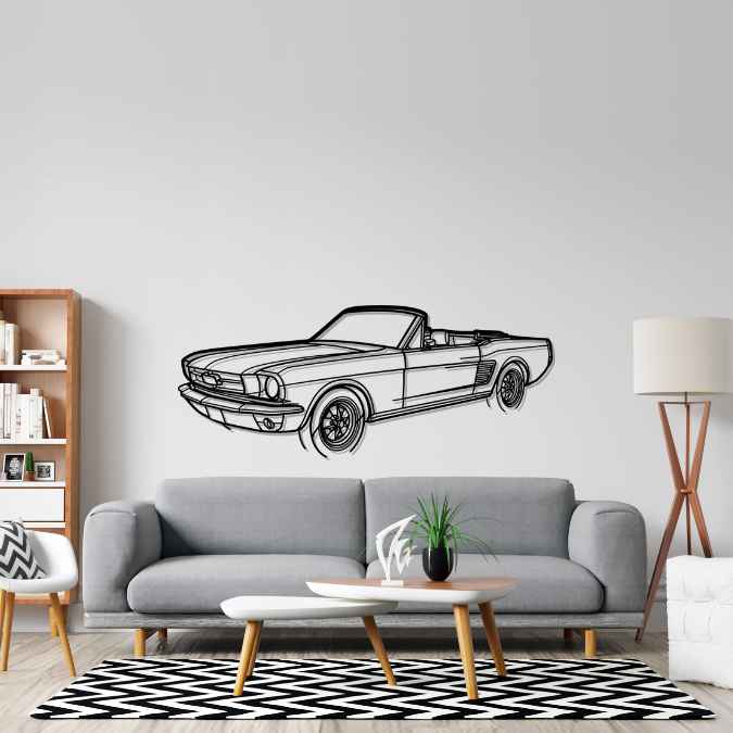 Mustang 1967 Convertible Angle Silhouette Metal Wall Art