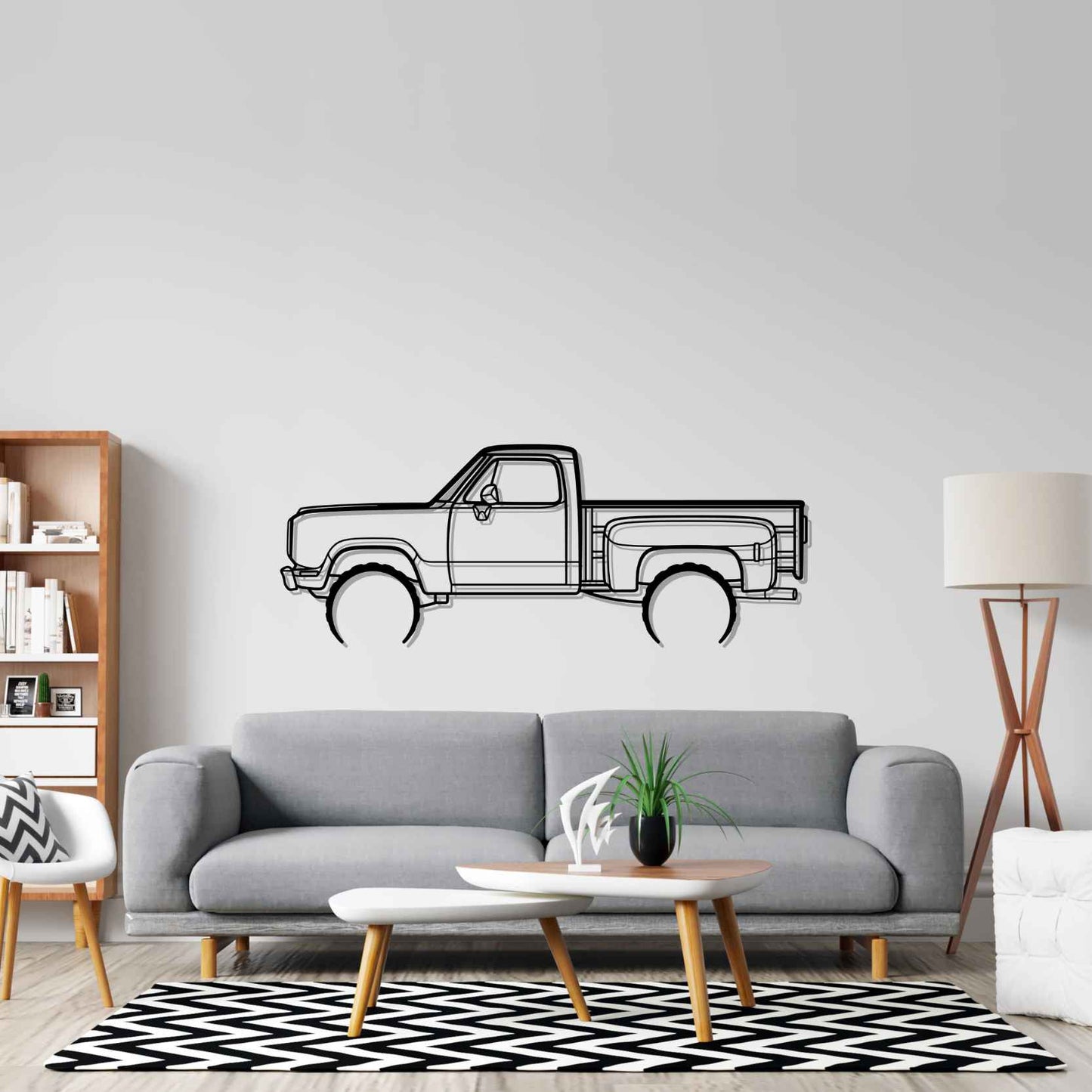 W150 Stepside 1977 Detailed Silhouette Metal Wall Art