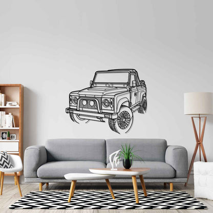 Defender 90 Angle Silhouette Metal Wall Art