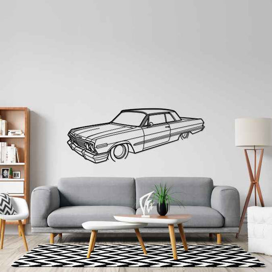 Impala SS 1963 Angle Silhouette Metal Wall Art