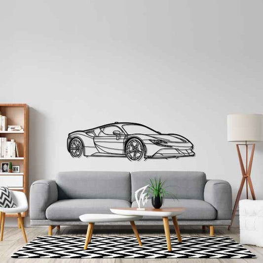 SF90 Stradale Angle Silhouette Metal Wall Art