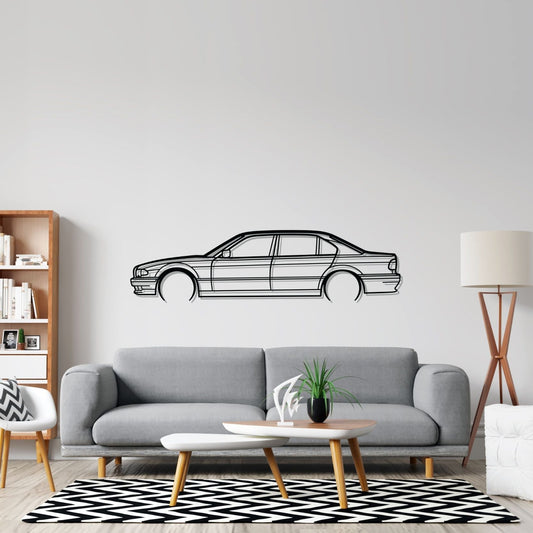 E38 740i 1999 Detailed Silhouette Metal Wall Art