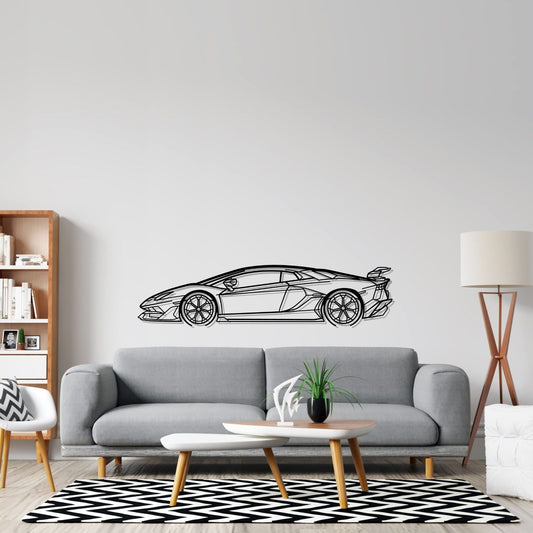 Aventador SVJ 2021 Detailed Silhouette Metal Wall Art