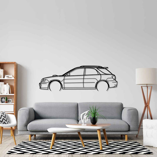 WRX STI 2002 Wagon Detailed Silhouette Metal Wall Art