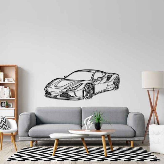 F8 Tributo Front Angle Silhouette Metal Wall Art