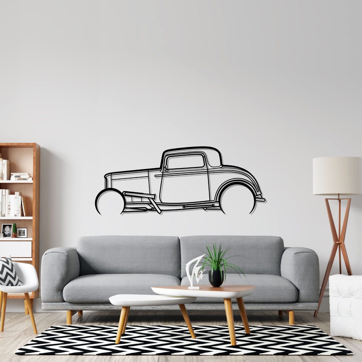 Street Rod 1932 Detailed Silhouette Metal Wall Art