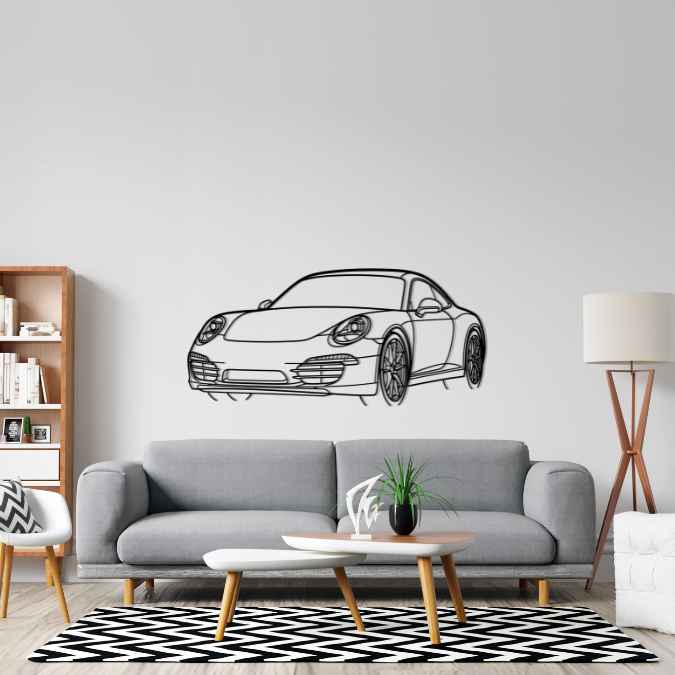 911 Model 991 Carrera 2012 Angle Silhouette Metal Wall Art