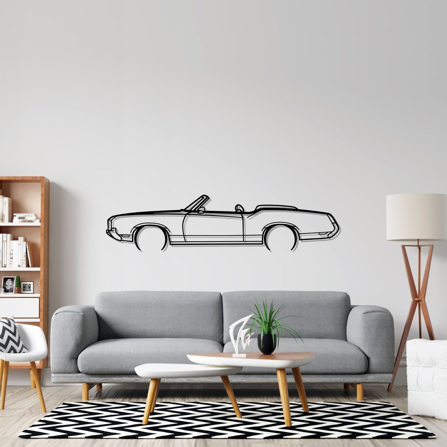 Cutlass Convertible 1972 Detailed Silhouette Metal Wall Art