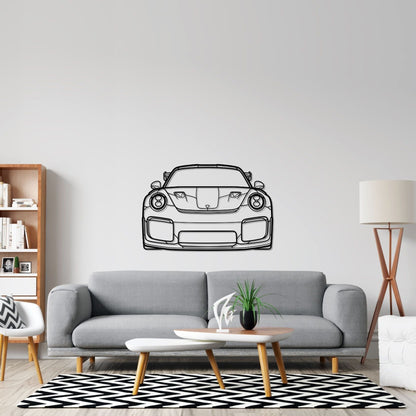 911 GT2 RS model 991 Front Silhouette Metal Wall Art