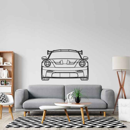 911 GT3 RS Model 992 Front Silhouette Metal Wall Art