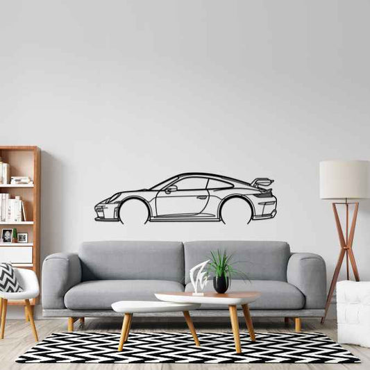 911 GT3 Model 992.2 Detailed Silhouette Metal Wall Art