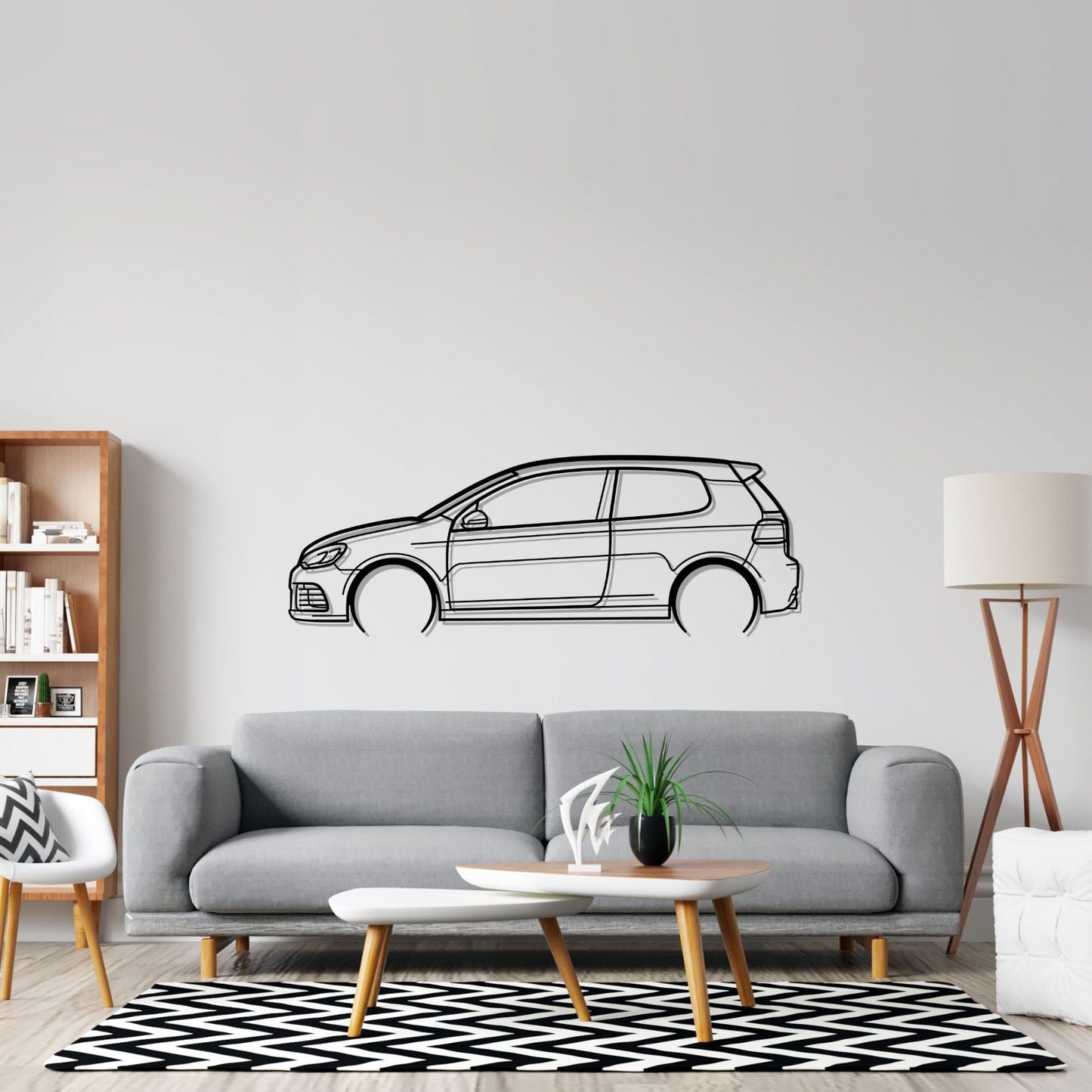 Golf 6 R Detailed Silhouette Metal Wall Art