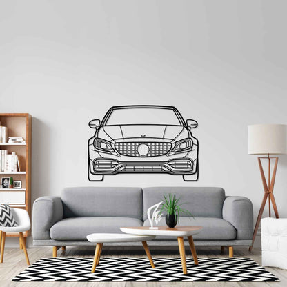 C63 AMG Front Silhouette Metal Wall Art