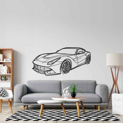 F12 Berlinetta 2013 Angle Silhouette Metal Wall Art