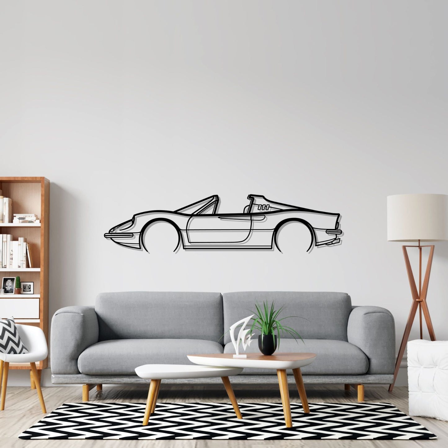 Dino 246 GTS 1973 Detailed Silhouette Metal Wall Art