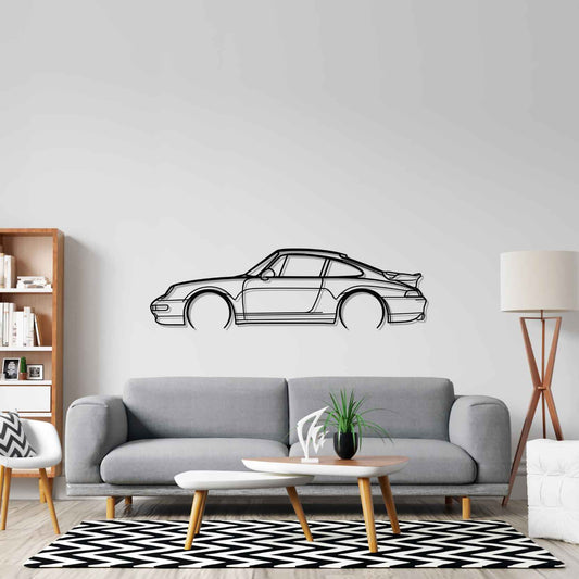 911 Turbo Model 993 Detailed Silhouette Metal Wall Art