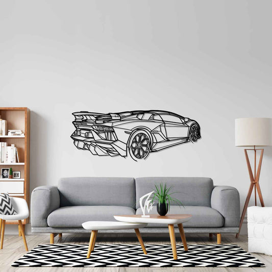 Aventador SVJ Roadster Angle Silhouette Metal Wall Art