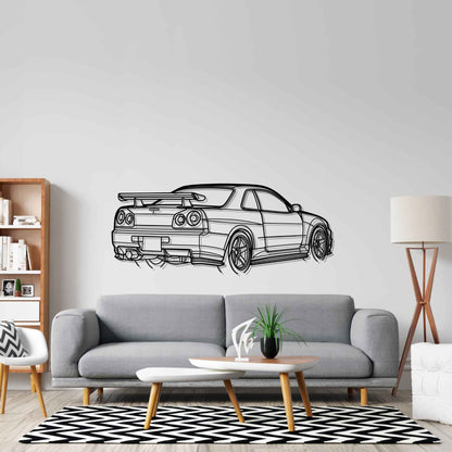 R34 GTR Nismo Angle Silhouette Metal Wall Art