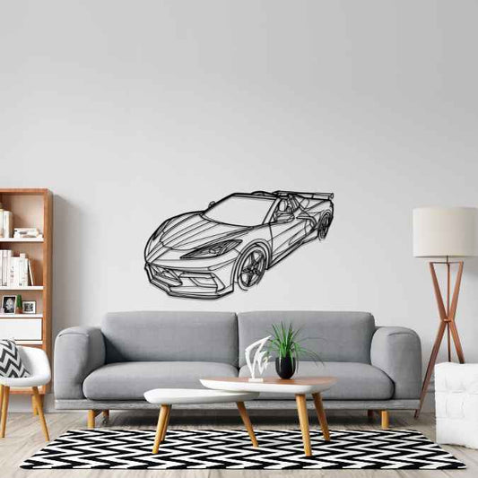 Corvette C8 Stingray Angle Silhouette Metal Wall Art