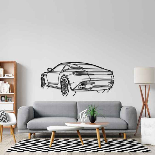 DB11 2019 Back Angle Silhouette Metal Wall Art