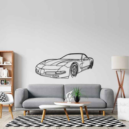 Corvette C5 2002 Angle Silhouette Metal Wall Art