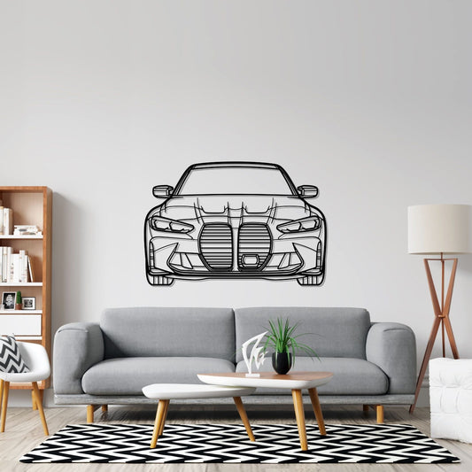 G80 M3 Front Silhouette Metal Wall Art