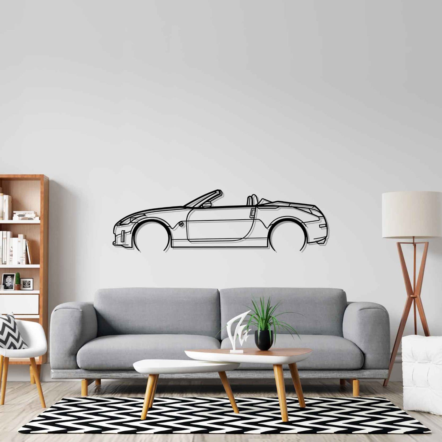 350z Roadster Detailed Silhouette Metal Wall Art