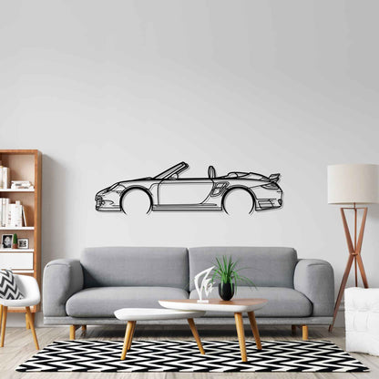 911 Model 997 Turbo Convertible 2008 Detailed Silhouette Metal Wall Art