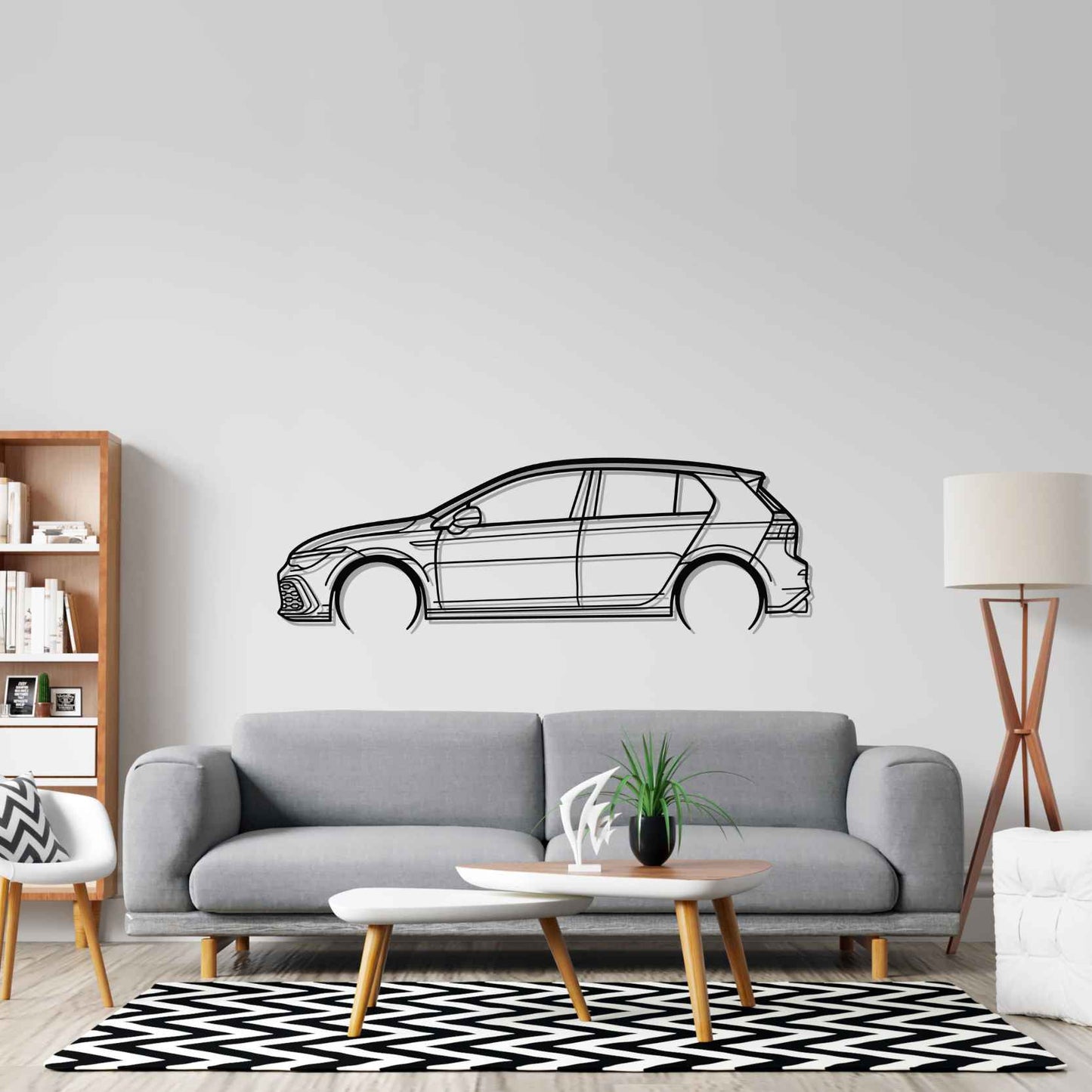 Golf 8 GTI Detailed Silhouette Metal Wall Art