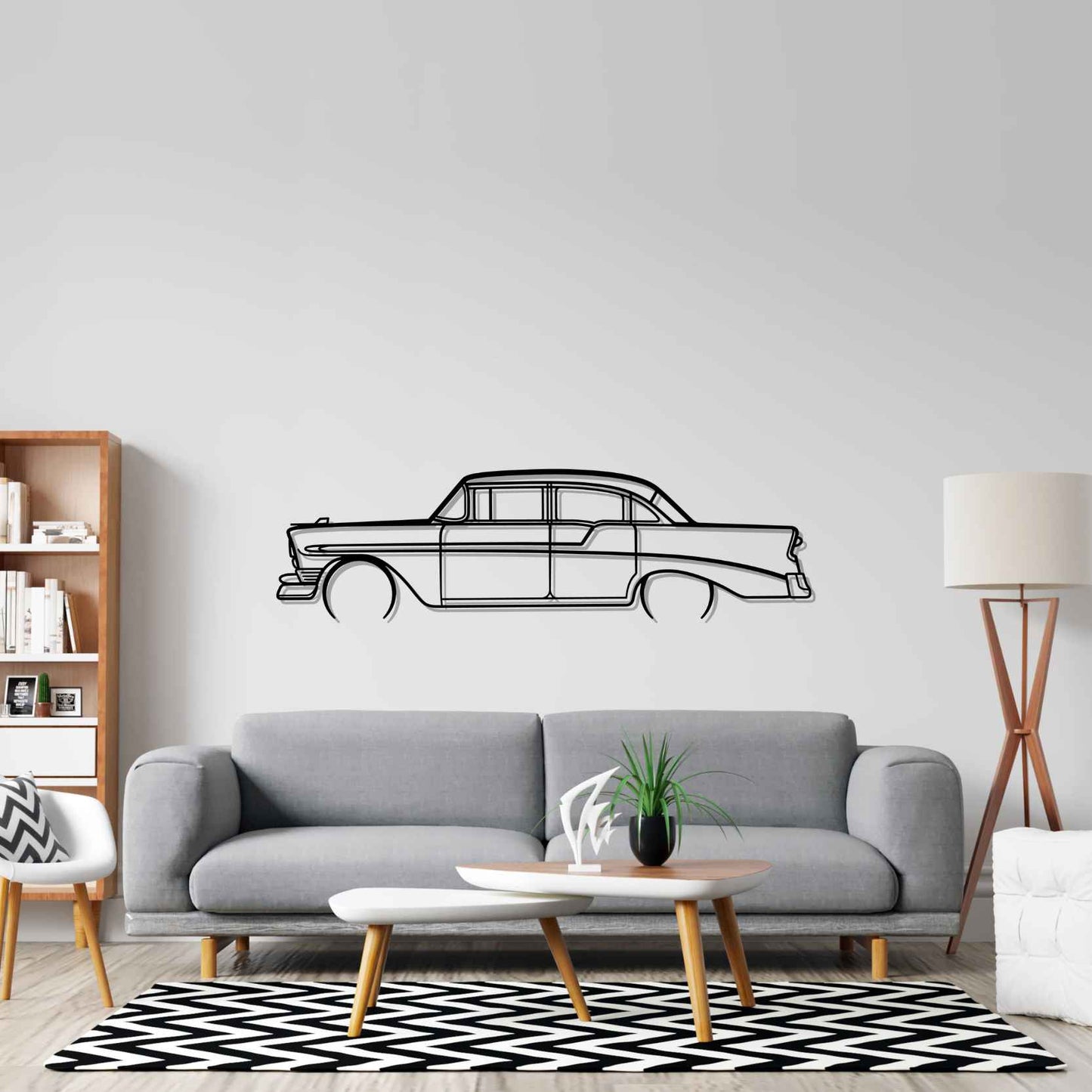 Bel Air 1956 Detailed Silhouette Metal Wall Art