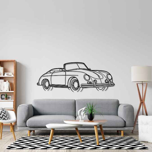 356 D Cabrio 1959 Angle Silhouette Metal Wall Art