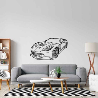 Corvette C7 Z06 Angle Silhouette Metal Wall Art