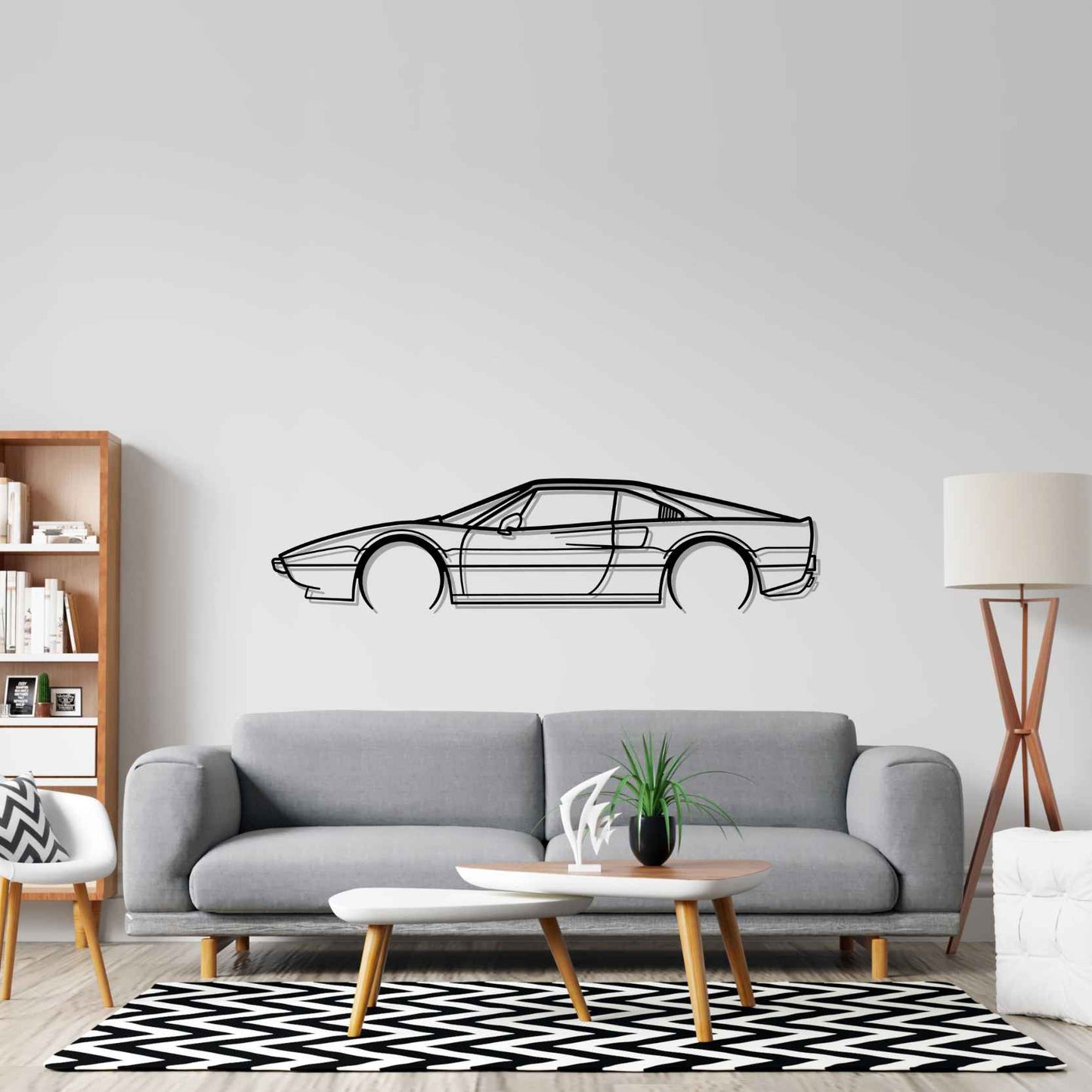 308 GTB 1978 Detailed Silhouette Metal Wall Art