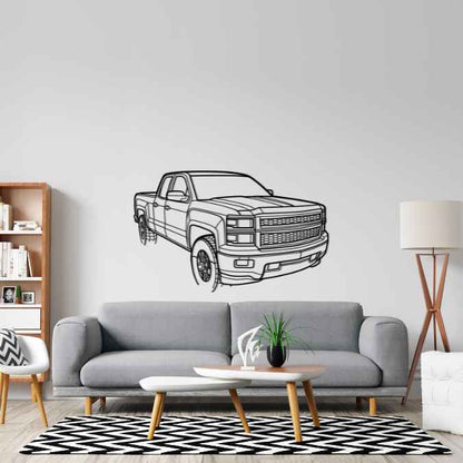 Silverado 1500 2015 Angle Silhouette Metal Wall Art