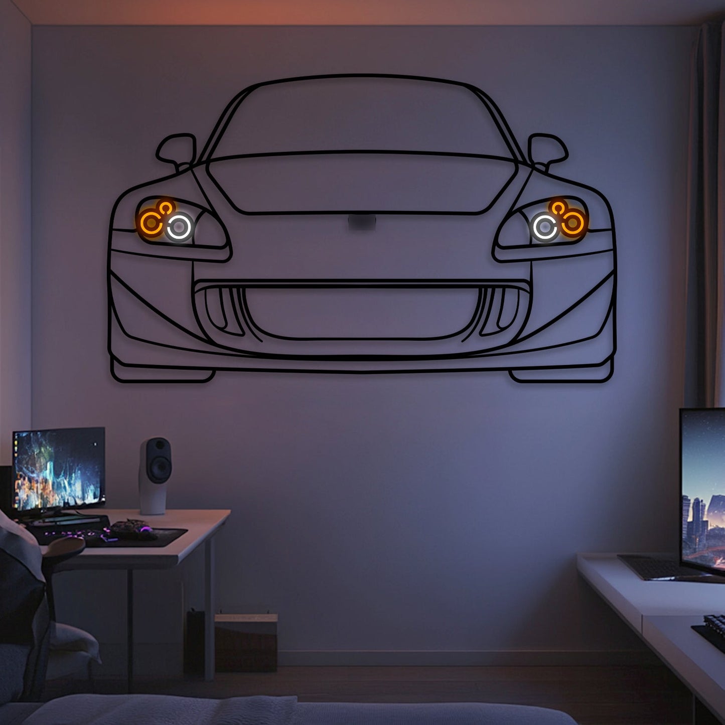 2004 S2000 Front View Metal Neon Car Wall Art