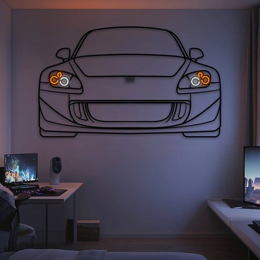 2004 S2000 Front View Metal Neon Car Wall Art