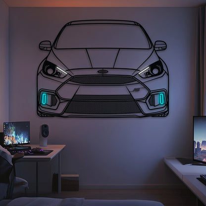 2016 Focus RS Front  View  Metal Neon Car Wall Art