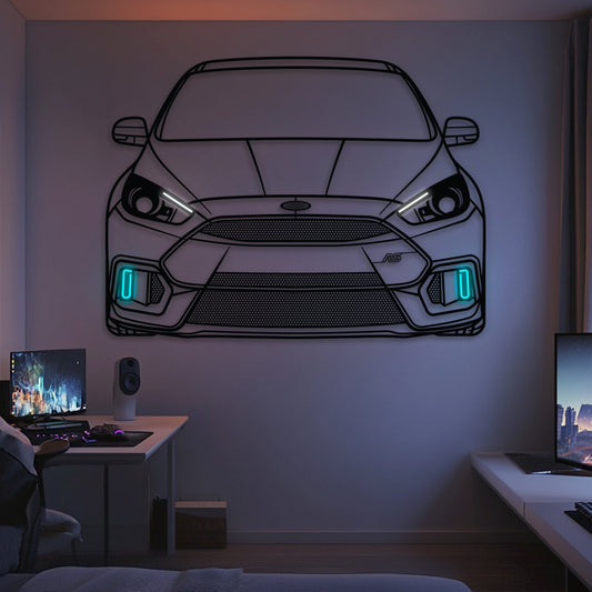 2016 Focus RS Front  View  Metal Neon Car Wall Art