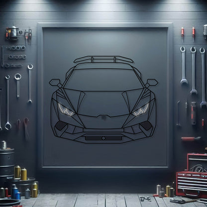 2019 Lamborghini Huracan Performante Front View Metal Neon Car Wall Art