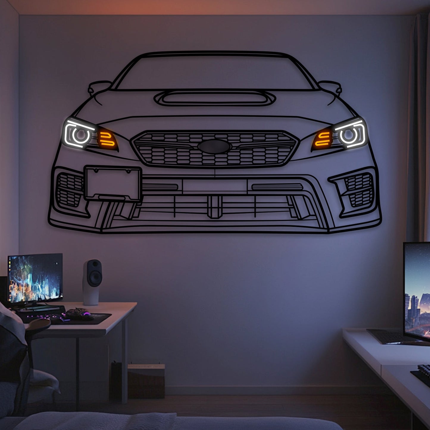 2020 STI View Front  Metal Neon Car Wall Art