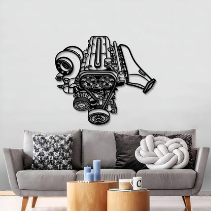 2JZ Metal Engine Block Wall Art