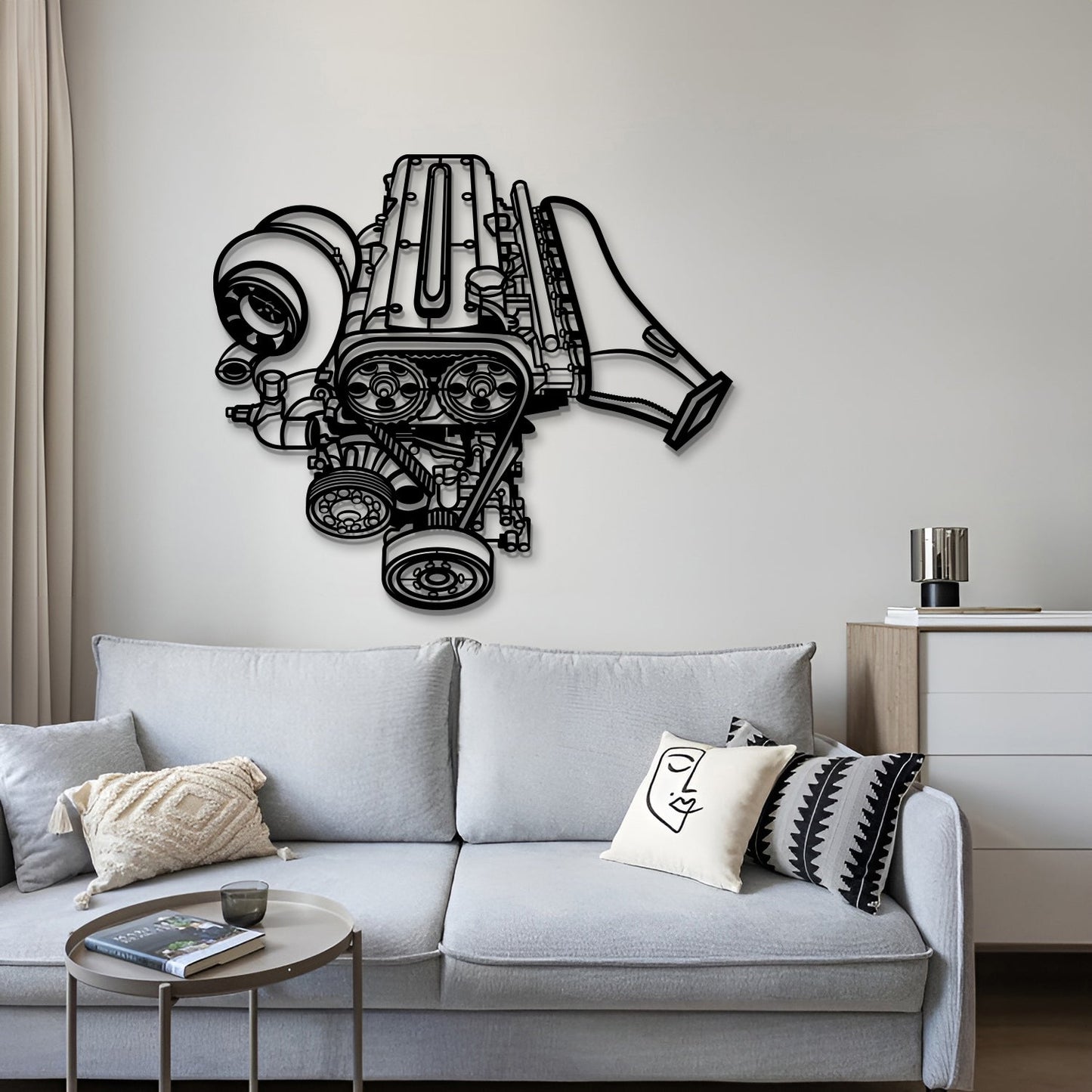 2JZ Metal Engine Block Wall Art