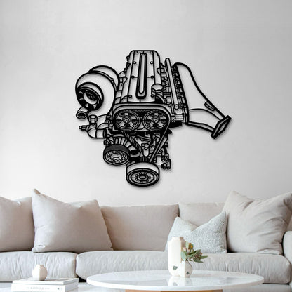 2JZ Metal Engine Block Wall Art