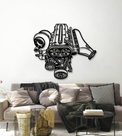 2JZ Metal Engine Block Wall Art