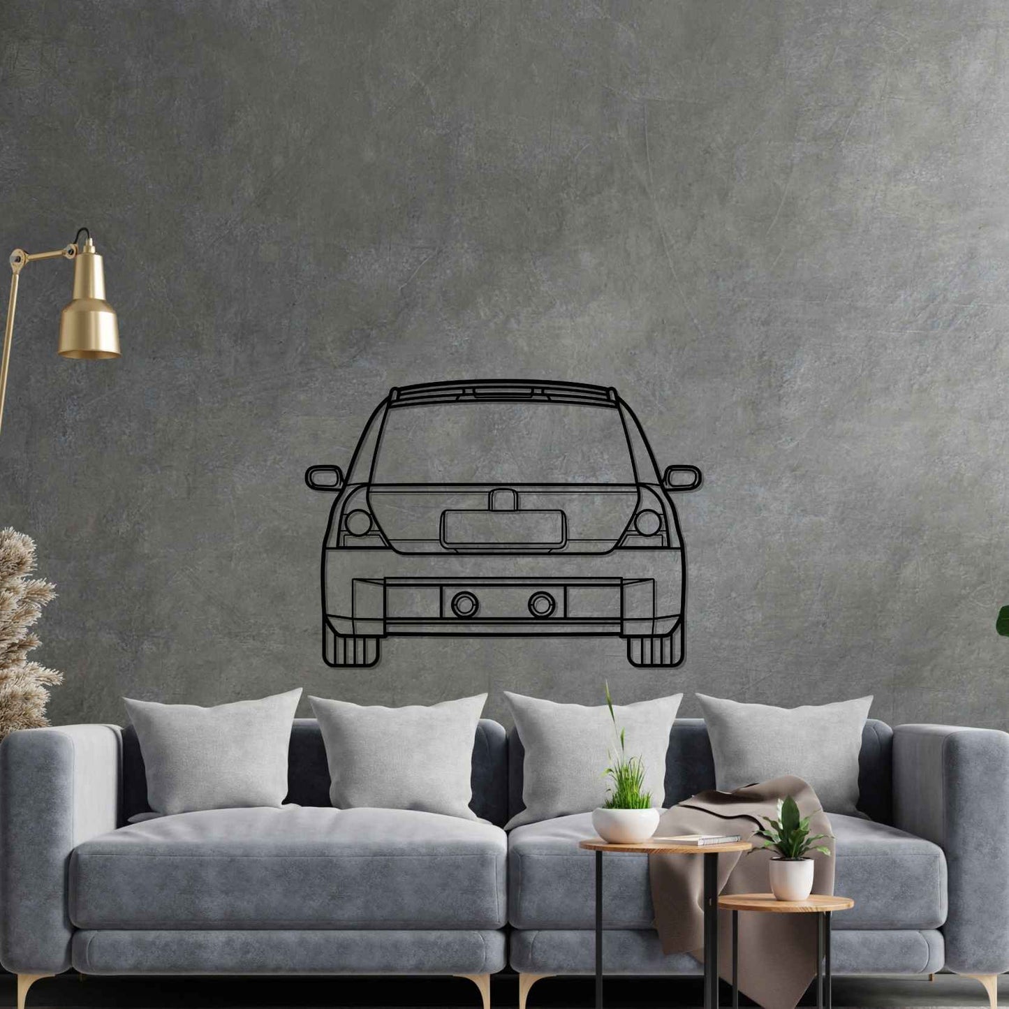 Clio 2002 Back Silhouette Metal Wall Art