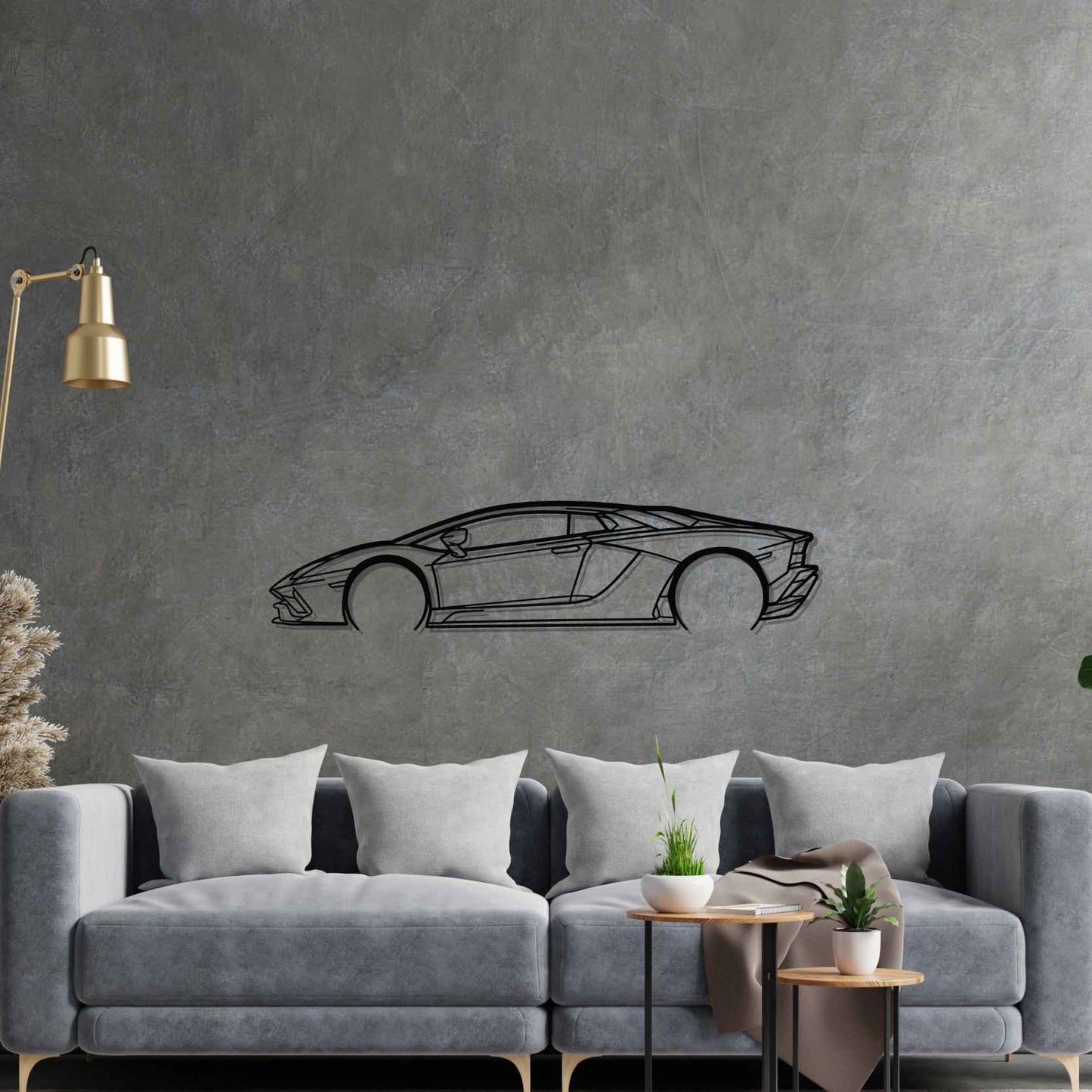 Aventador S Detailed Silhouette Metal Wall Art