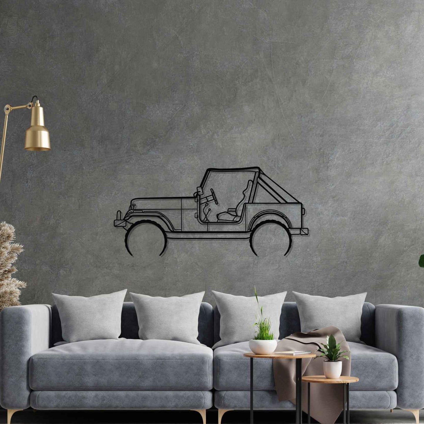 CJ7 1980 Detailed Silhouette Metal Wall Art