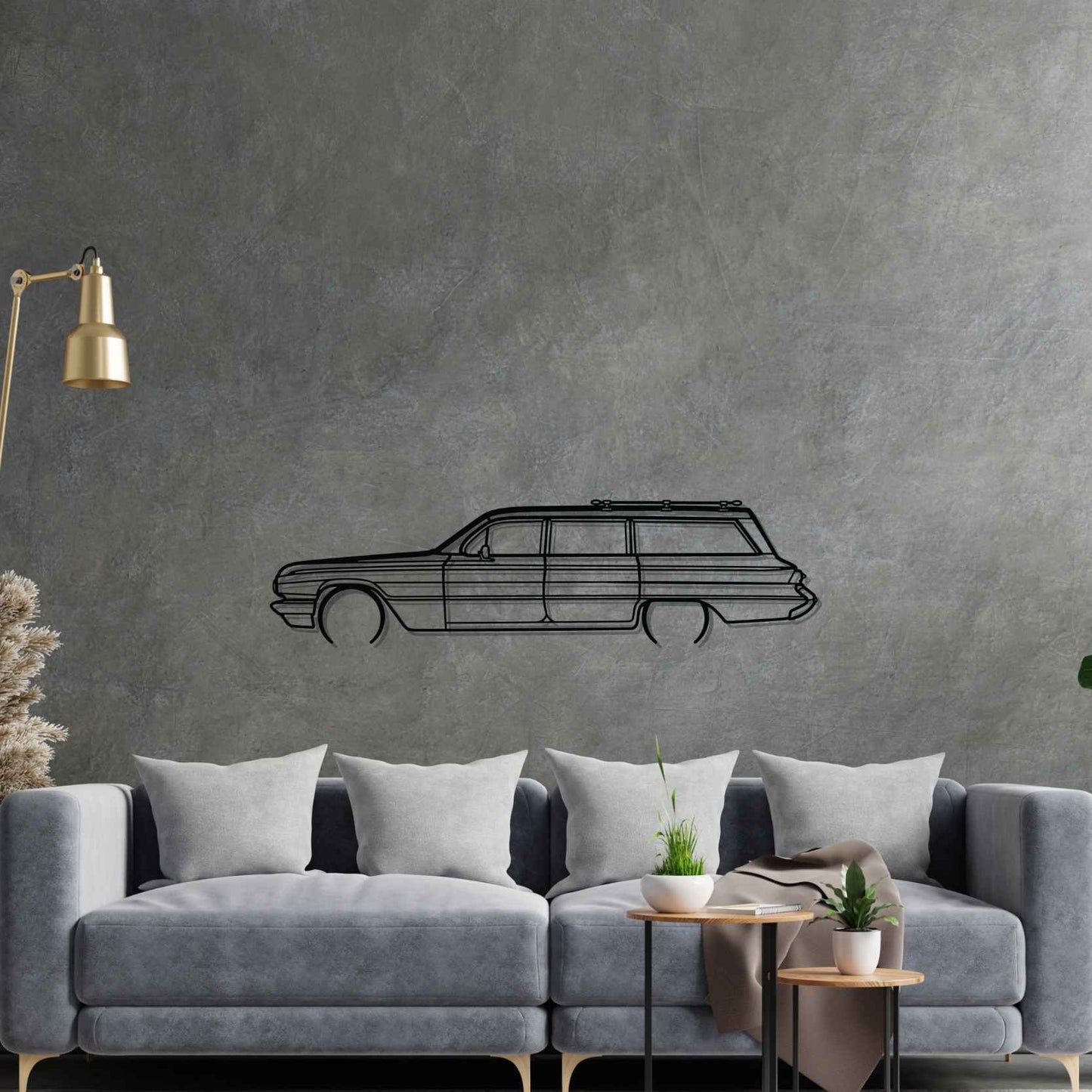 Invicta Station Wagon 1962 Detailed Silhouette Metal Wall Art